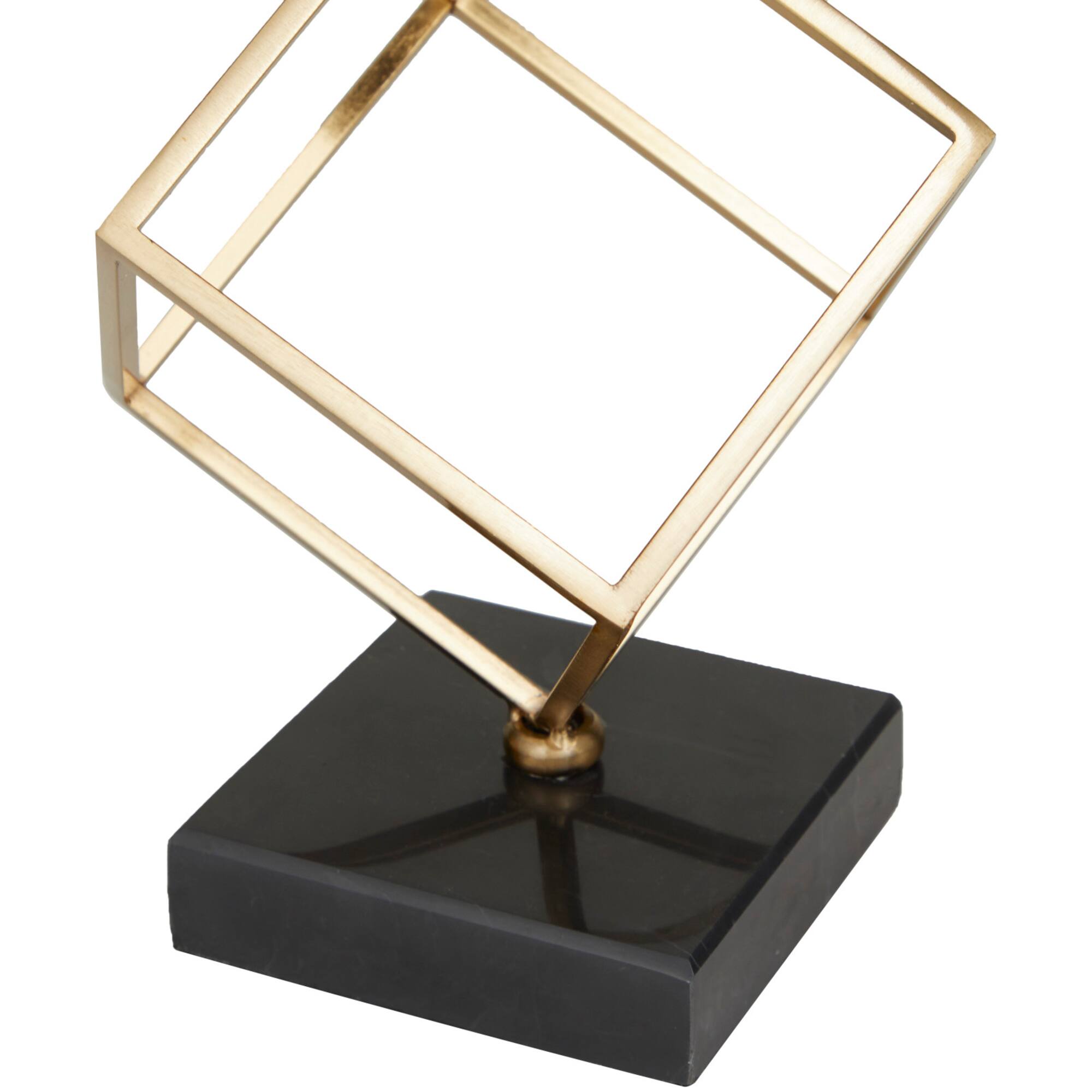 19" Black Marble Gymnast with Gold Cube Sculpture